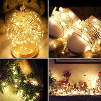 OuuZuu fantazyjne oświetlenie LED Mini świąteczna lampa z drutem miedzianym wodoodporna bateria CR2032 na wesele Xmas Garland Party 3